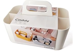 ATMINI Art Caddy Organizer mit Griff Stackable Mehrzweck-Kunststoff-Caddy für Büro, Make-up, Schlafsaal, Klassenzimmer, Schrank Caddy etc(25 X 16cm, white)