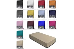 one-home Jersey Spannbettlaken Spannbetttuch Bettlaken weich 100% Baumwolle Rundumgummi, Farbe:Beige, Maße:90-100 x 200 cm