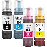 LAIPENG 104 Inchiostro Compatibile con Epson 104 per ET-2710 ET-2711 ET-2712 ET-2714 ET-2715 ET-2720 ET-2721 ET-2726 ET-2810 