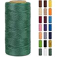 LEREATI Waxed Thread, 284 Yards 150D 0.8mm Leather Sewing Thread Flat Waxed Cord, Leather Repair Weave String for Leather Stitching Sewing, Bookbinding, Bracelets, DIY Crafts (Green)