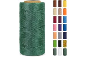 LEREATI Filo Cerato 0.8mm x 260m 150D Cordino Cuoio Filo da Cucito, Cordoncino Piatto Cerato per Legatoria, Creazione di Gioielli, Tela, Uncinetto, Cucire in Pelle, Portafoglio (Verde)