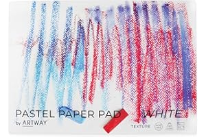 Artway A4 Pastel Paper Pad - Ideal for Soft Pastels, Oil Pastels, Pastel Pencils, Graphite and Charcoal - 48 Sides/24 Sheets of 160gsm Pastel Paper - White