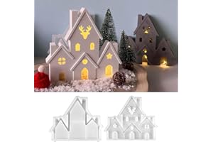 wikimo Silikonformen Gießformen Weihnachten für Haus, 17.5 x 16cm Gießformen Silikon Häuser mit Elchmotiv, Burg Gips zum Gießen