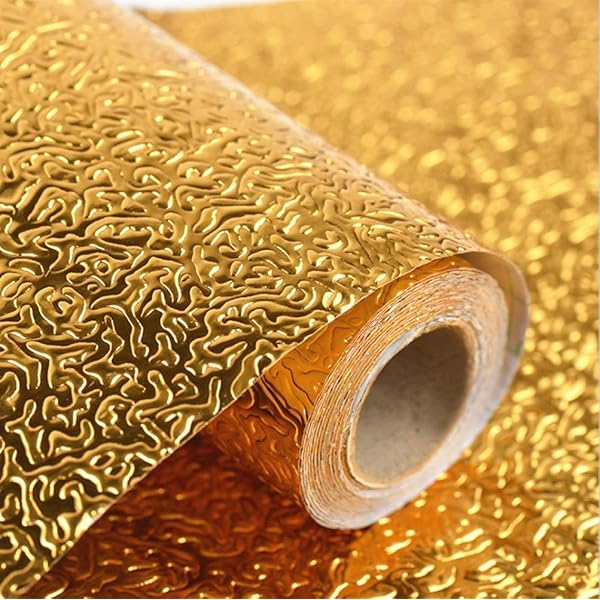 Golden Foil Contact Paper 60x200 cm - Self-Adhesive Gold Vinyl for