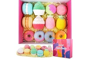 Bath Bombs for Girls, 12PCS Suntee Handmade Bath Bombs for Women Gift Set, Bubble Bath Spa Fizz Moisturize Dry Skin, Donuts Macarons Cup Cake, Gifts for Kids Birthday Valentines Christmas
