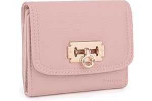 UTO Portmonetka damska, mała zawieszka w kształcie liści, portfel ze sztucznej skóry, RFID, skóra PU, portmonetka dla dziewcząt z przegródkami, zamek błyskawiczny, mały portfel, 1271 Mini różowy,