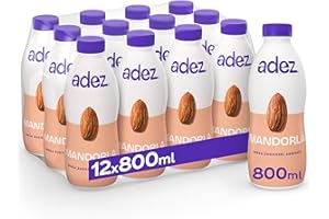 AdeZ Mandorla – 12 Bottiglie da 800ml, Bevanda Vegetale alla Mandorla con Avena e Riso, Contiene Naturalmente Zuccheri, con Calcio e Vitamine D e B12