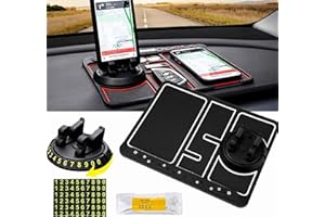 ENDXEDIO Non-Slip Phone Pad for 4-in-1 Car,Cool Glow-in-The-Dark Phone Pad,Non-Slip Car Magic Dashboard Sticky Adhesive Mat,with Replaceable Temporary Parking Card Number Plate and Aromatherapy (Black)