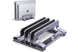 UGREEN vertikalt laptopställ aluminium 3 fack (purpurgrå) | Stående förvaring / extern monitor, 12-26 mm individuell breddjusterbar, högkvalitativ aluminiumlegering, heltäckande skydd