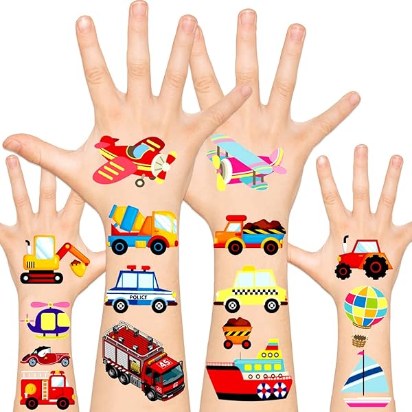 Tatuaggi Temporanei Auto E Camion Per Bambini - 14 Fogli Con 110+ Design, Impermeabili - Foto 6