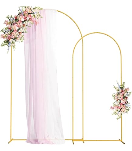 Wokceer Set di 3 coperture per archi nuziali (2,7 m, 1,8 m, 1,8 m) in spandex con angoli per archi rotondi Chiara, per feste di compleanno, cerimonie, banchetti, decorazione beige
