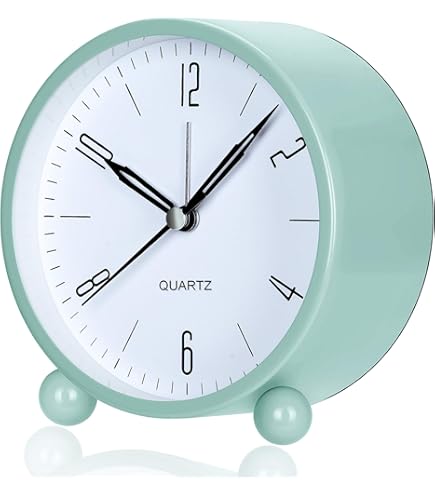 Sveglia Vintage Silenziosa Con Luce Notturna Morbida - Design Minimalista, Metallo E ABS, 11x11x7 Cm, Alimentazione A Batteria - 2