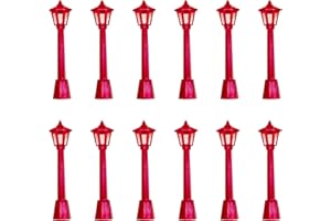 Woohome Mini Street Light Models, Mini Street Lamp Dollhouse Streetlight Models, Miniature Christmas Village Pathway Lantern Post for DIY Micro Landscape Fairy Garden Accessories (Red 8)