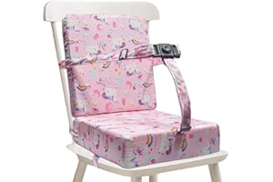 YINGAVERSAI Sitzerhöhung Stuhl Kind, Kinder Sitzerhöhung für Stühle, 2 Stücke Sitzkissen mit Sicherheits Schnalle fur Kinder Esstisch Baby Sitzhilfe, Waschbar Tragbare Stuhl Sitzerhöhung Boostersitze (Rosa)