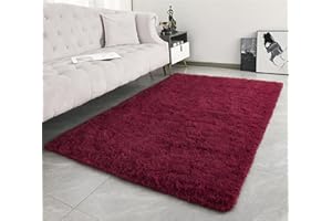 linyingdian Tappeti di Zona Moderna Ultra Morbida Soffici tappeti Soggiorno Adatto per Bambini Camera da Letto Home Decor Nursery Tappeti (Vino rosso, 80x120cm)