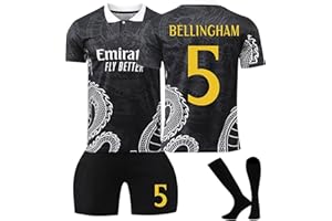 OVERSTEPA Maillot de Foot,No.5 Bellingham,No.7 Vinicius jr,Maillot de Foot Bellingham Garçons/Adultes Entrainement T-Shirt et Short avec Chaussettes