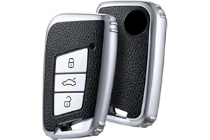 OATSBASF Etui na kluczyki samochodowe kompatybilne z VW Passat B8, VW, etui na klucze, etui na klucze, do VW Passat, Seat, CC, Golf 7, Tiguan, MK2, Jetta, Skoda 3 przyciski (srebrne)