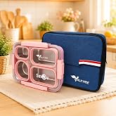 Valkyrie 304 Paslanmaz &Ccedil;elik 4 B&ouml;lmeli Pembe Lunch Box Termal &Ccedil;antalı &ndash; Sızdırmaz Beslenme Kabı, &Ccedil;atal Kaşık Dahil