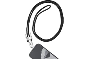 AHABIPERS Handykette Universal zum Umhängen, Nylon Handyband kompatibel mit Jeden Smartphones, Verstellbar und Abnehmbar Kette zum Umhängen, Hülle mit Kordel, Handyband für Jeder Hülle, Schwarz