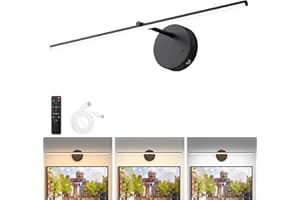 ACTASK Bilderleuchte Kabellos mit Fernbedienung 60CM LED Bildbeleuchtung mit 3 Farbtemperaturen 8000mAh Wiederaufladbar Akku Timer Dimmbar Batteriebetriebene Bilderlampe für Malen Kunstwerke Porträt Schwarz