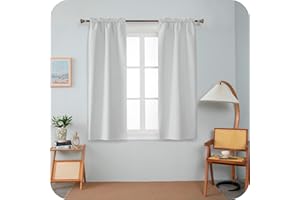 GIRASOLE HOME Coppia Tende Barbados Termiche Totalmente Oscuranti 2 Pannelli da 70x120cm con Tasca, Bianco Fumo