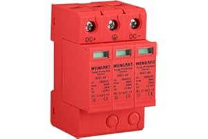 Wengart Überspannungsschutzeinrichtung, 36 mm DIN-Schienenmontage, Niederspannungs-Schutzeinrichtung für Blitzschutz Stromverteilung und Steuergeräte (1000V_3P40KA)