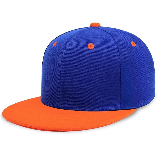 CHOK.LIDS Two-Tone Snapback Hat - Royal/Orange, Flat Bill, Adjustable Classic Baseball Cap - View #6