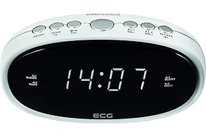 ECG RB 010 White Radio-réveil - Tuner FM - 10 présélections - Horloge numérique/réveil - Réveil par Radio/réveil - Fonction réveil - Minuteur d'arrêt Blanc