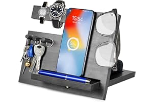 ALIVEBYTE Geschenke für Männer Geschenke zu Valentinstag Holz Telefon Dockingstation Nachttisch Organizer Vater Geburtstagsgeschenk für Männer Docking Station Geschenk Ehemann Geschenke für Papa Valentinstag