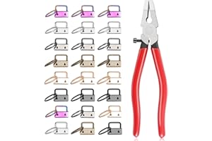 MaxAwe 50 PCS Key Fob Hardware Set, 1 Inch Keychain Hardware with Key Ring and Pliers Tool for Keychain Wristlet Clamp Webbing Fabric DIY Making Hardware Supplies