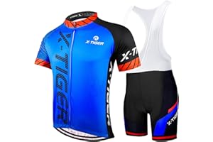X-TIGER Hombres de Bicicleta con 5D Gel Acolchado MTB Ciclismo Maillots Tirantes Culotte Pantalones Cortos Culotes