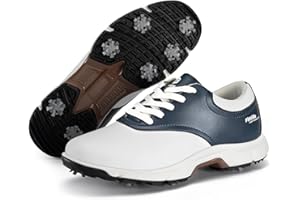 FitVille Mens Golf Shoes Extra Wide Fit with Spikes Professional Spiked Golf Shoes for Men V1