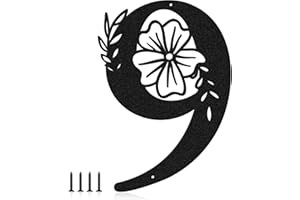 USENUMBER Metall-Buchstabenschild, schwarze Buchstabe, Wanddekoration, moderne Adressnummern, Buchstaben für Hausdekoration, florales Metallschild, Wandkunst für Hausnummern, Hochzeit, Einweihungsgeschenk (9)