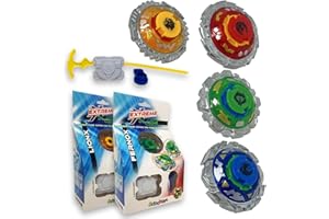 #sbabam Extreme Blade, Peonza Infantil con Efecto Metálico, Pack con 2 Sets Diferentes - Peonzas Rápidas y Precisas con Efecto Metálico para Desafíos con Amigos, Juegos para Niños +3 Años