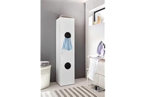 lifestyle4living | Wäscheschrank | Weiß | 40 cm Tiefe | 2 Aussparungen, Schrank mit 2 Einlegeböden und 2 praktischen Wäscheboxen
