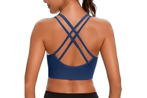 Leversic Sujetador Deportivo Mujer Sujetador de Yoga Acolchado Sujetador Deportivo de Impacto Medio Top Corto con Espalda Cruzada con Tiras para Fitness Yoga Gimnasio