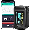 HealthTree Fingertip Pulse Oximeter, Bluetooth Blood Oxygen Saturation Monitor, Pulse Rate Monitor for Apple and Android, with OLED Screen 2 X AAA Batteries and Lanyard