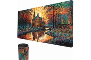 SMATCAMP MTG Playmat, 24" x 14" TCG Playmats Stitched Edges Smooth Rubber Surface Battle Board Game MTG Playmat Horror Theme MTG Playmat for Halloween (Church)