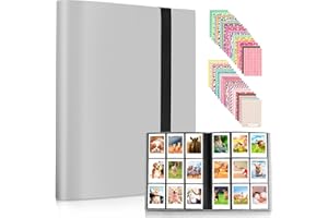 AMIMY 432 Bolsillos Mini Álbum de Fotos para Fujifilm Instax Mini 7s 7+ 8 8+ 9 11 12 25 26 50s 70 90 Película Cámara Instantánea y Tarjeta de Nombre (Gris)