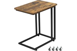 ‎YAHEETECH Yaheetech Beistelltisch, C-Form, mobiler Kaffeetisch, Sofatisch auf Rollen, Wohnzimmertisch, unters Sofa, Industrie-Design, für Kaffee und Laptop, 50 x 35 x 59,5 cm