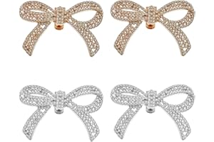 GTYHH 2 pary damskich klipsów do butów z węzłem, cekinowe klipsy do butów, kokardki na wysokim obcasie, klipsy do butów z diamentową kokardką, akcesoria do butów imprezowych dla kobiet, Złoto, Taille