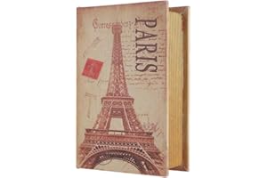 CLISPEED Scatole Decorative per Libri, Decorazione Della Scatola del Libro del Libro Finto Vintage per Riporre Gioielli di Ricordi di Nozze (Torre di Ferro Taglia S Bianca)