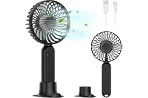 FCOOL Handheld Fan, 3 Speeds Portable USB Hand Fan Desk Fan, Personal Mini Rechargeable Hand Held Fan with 2000mAh Battery for Office Home Bedroom Outdoor