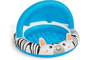 Bestway Shaded Baby Pool, Safari Fun Inflatable Play Centre, UV Sunshade, Inflatable Floor, Zebra Design, Ages 2+