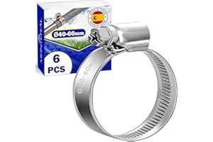 6 Pezzi Fascette Metalliche Stringitubo Ø 40-60 mm - Fascette Stringitubo per Piscina Giardino Lavatrice Acqua Corrente - MONTERAL