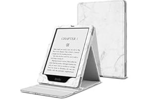 TNP PRODUCTS TNP etui na Kindle Paperwhite pokrowiec 11. generacja-2021 / Signature Edition 6,8 cala czytnik e-booków ze składanym stojakiem, pionowe etui z klapką z papieru origami, biała okładka, wysokiej jakości skóra PU, marmurowa biel