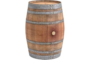 Temesso Barril Mesa - Barril Decorativo - Madera de Roble - 225 litros, Natural (sin fijación de los Anillos)