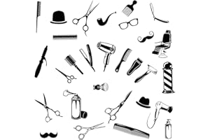 PLIGREAT herramientas de peluquería pegatinas de pared extraíble Negro Salón de Gadgets Mural Calcomanía para el cabello Salón de Belleza Vestidor Polvorín Decoración de la pared