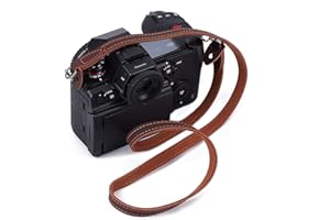 AMIJOUX Camera Shoulder Neck Strap, Leather Camera Strap Brown Adjustable Length Vintage Neck Shoulder Slim Camera Strap Compatible with Mirrorless Compact Cameras