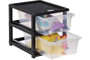 Amazon Brand - Solimo Plastic Multipurpose Modular Drawer, 2 Racks, Small, Transparent